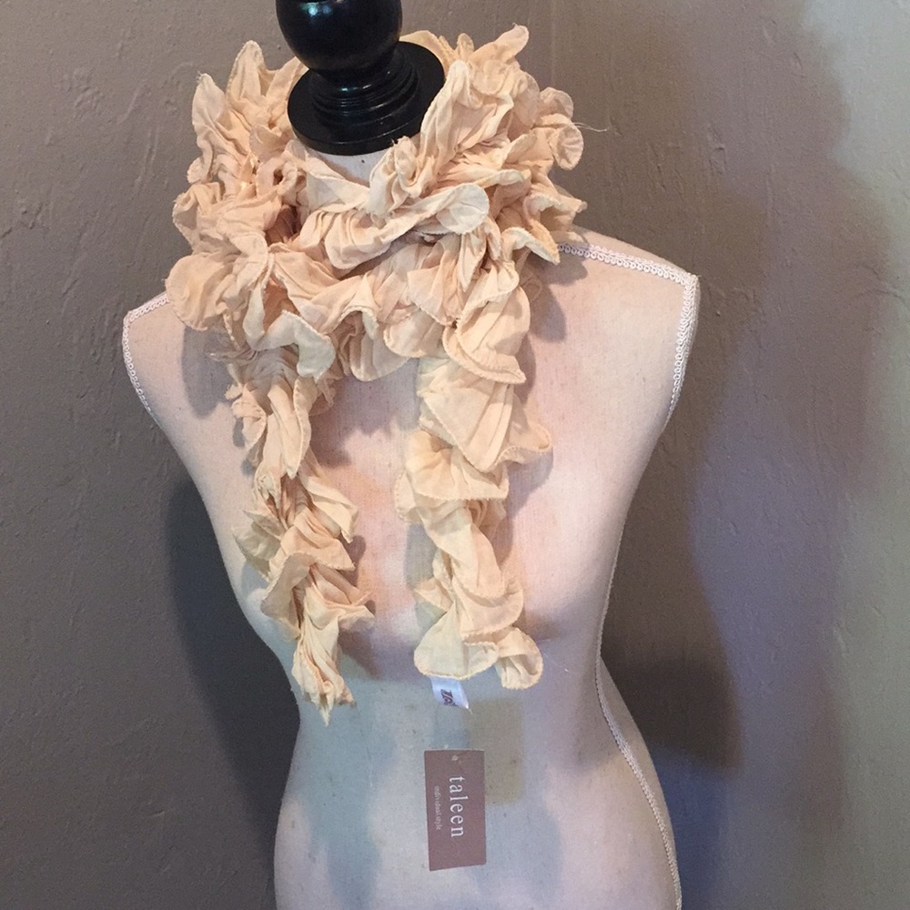 3/$30 Ruffled Cream Beige Boho Scarf